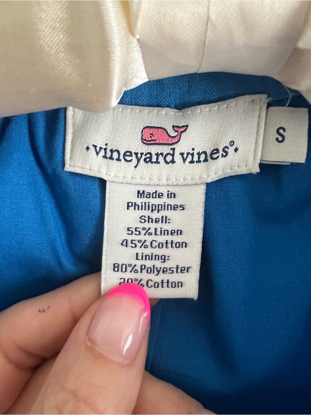 Vineyard Vines Sleeveless Split-Neck Bright Blue Linen Cotton Tank Small - Picture 4 of 4